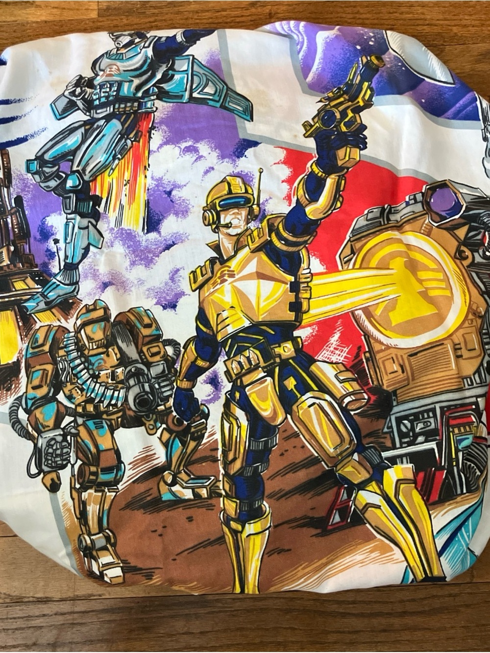 VTG Captain Power Fitted Twin Bed Sheet 1987 TV Cartoon Bedding Material
